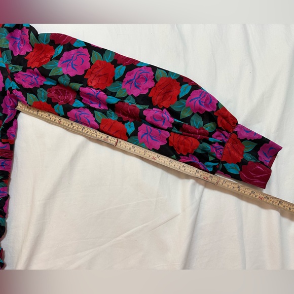 WOMEN’S RONNY KOBO CARISSA LONG SLEEVE ROSES BLOUSE SIZE LARGE - Picture 7 of 11